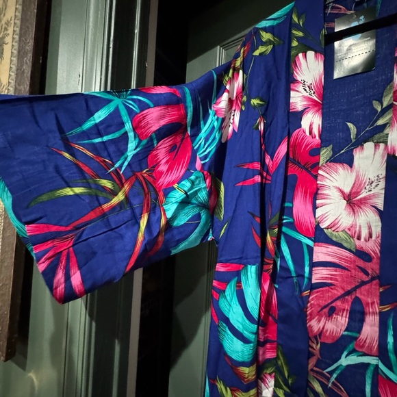 Floral Kimono Robe in Blue and Pink - Picture 2 of 2